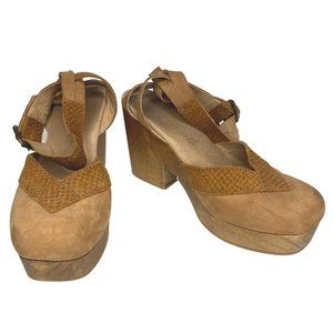 Free People Walk This Way Wooden Clogs Size 39